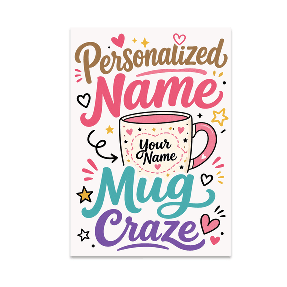 Personalized Name Mug Craze - Custom Name Wall Art - 13x19 Poster Print