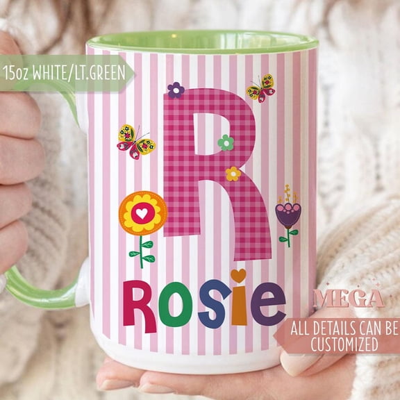 Personalized Name Mug Initial Mug Floral Name Mug Custom Name Mug Name Coffee Cup 007028