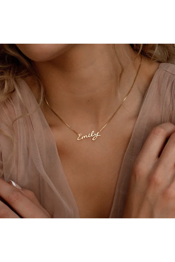 Personalized Name Necklace 14K Yellow Gold Custom Jewelry Handmade Nameplate Pendant Box Chains Choker Women Men Christmas Gifts