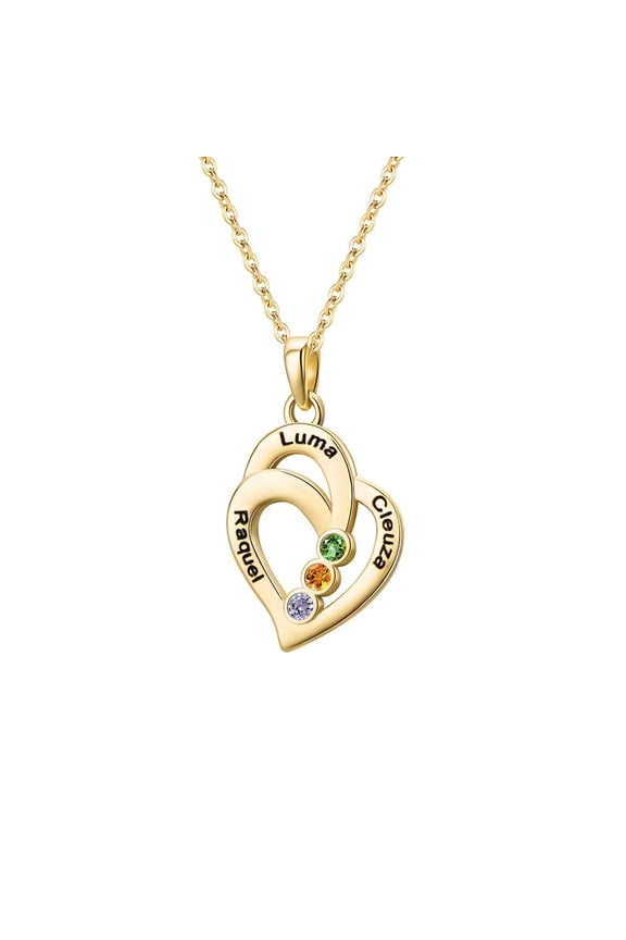 Personalized Name Necklace with Birthstone - Custom Jewelry for Women, Mother’s Day Gifts, Mom & Daughter Necklace, Engraved Heart Charm, Mother's Keepsake Gift, Perfect for Wife or Her