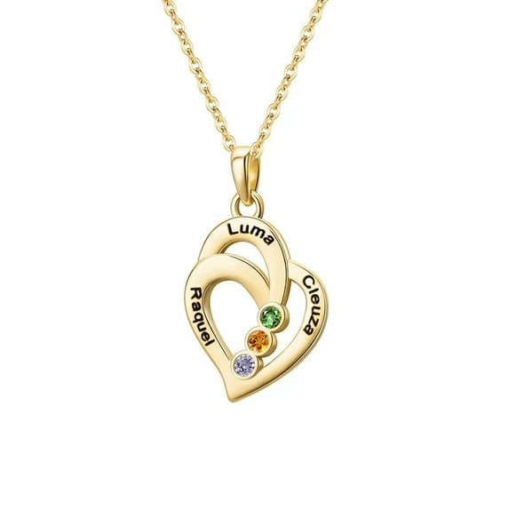 Personalized Name Necklace with Birthstone - Custom Jewelry for Women, Mother’s Day Gifts, Mom & Daughter Necklace, Engraved Heart Charm, Mother's Keepsake Gift, Perfect for Wife or Her