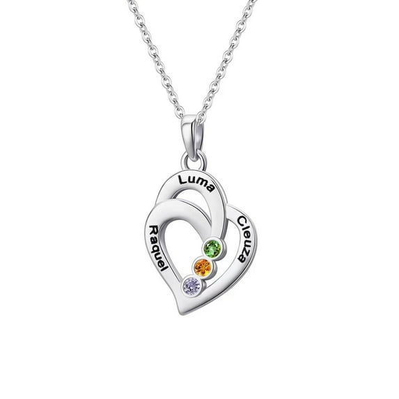 Personalized Name Necklace with Birthstone - Custom Jewelry for Women, Mother’s Day Gifts, Mom & Daughter Necklace, Engraved Heart Charm, Mother's Keepsake Gift, Perfect for Wife or Her