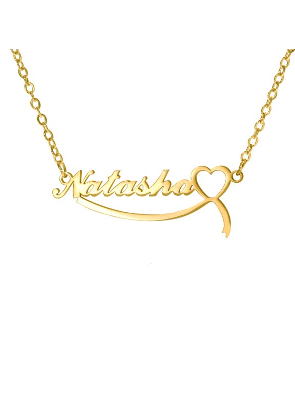 Personalized Name Necklace,Custom Name Necklace Stainless Steel Jewelry Custom Heart Necklace Women Customized Gift for Her