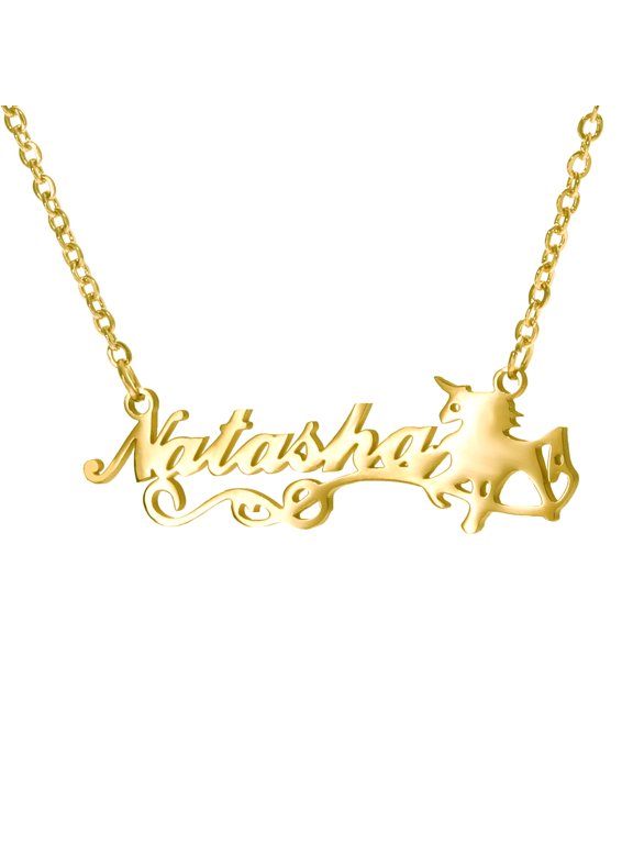 Personalized Name Necklace,Custom Name Necklace Stainless Steel Jewelry Custom Unicorn Necklace Women Customized Gift for Her