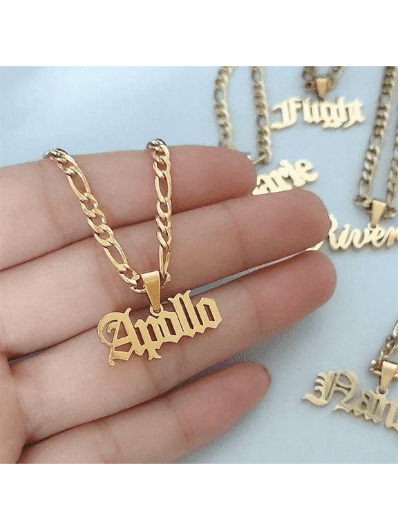 Personalized Name Necklace Men's Women's Gifts Unisex 14K Gold Filled Cuban Chain Figaro Chain Fashion Stacked Necklace