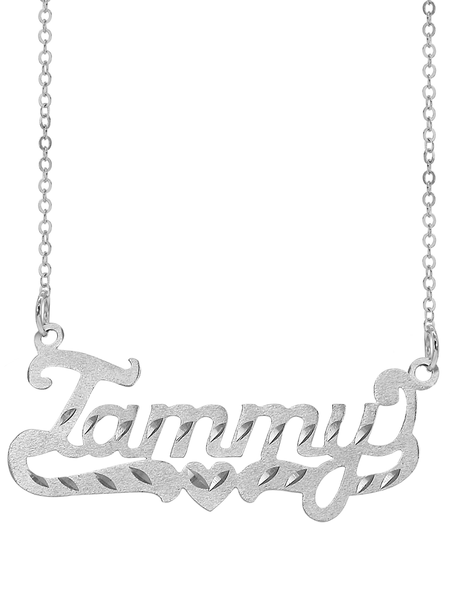 Personalized Name Necklace With Heart and Tail