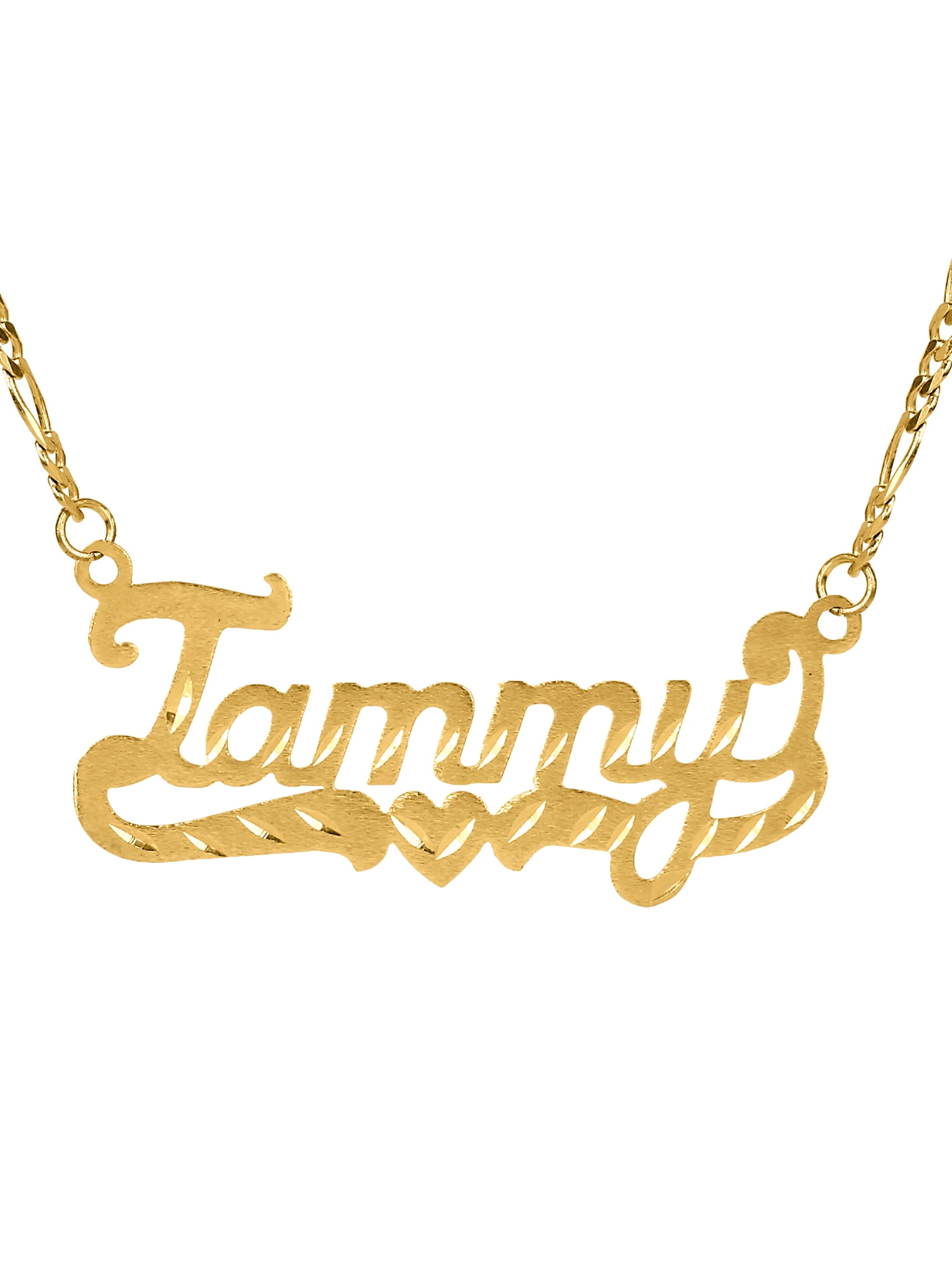 Personalized Name Necklace With Heart and Tail
