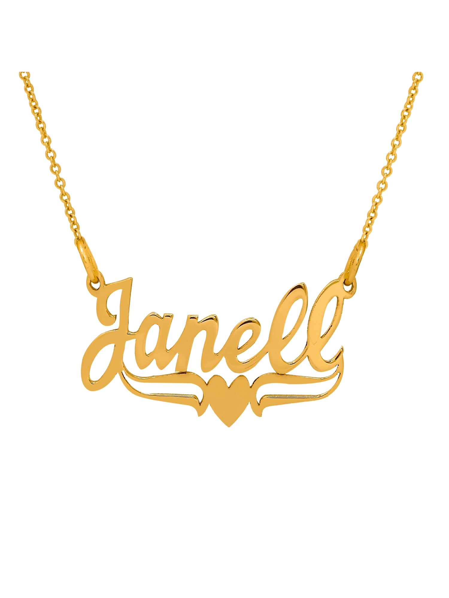 Personalized Name Necklace With Tail and Heart