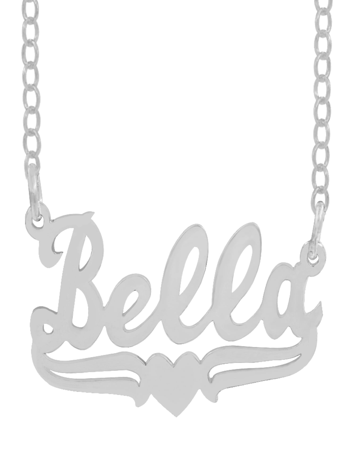 Personalized Name Necklace With Tail and Heart