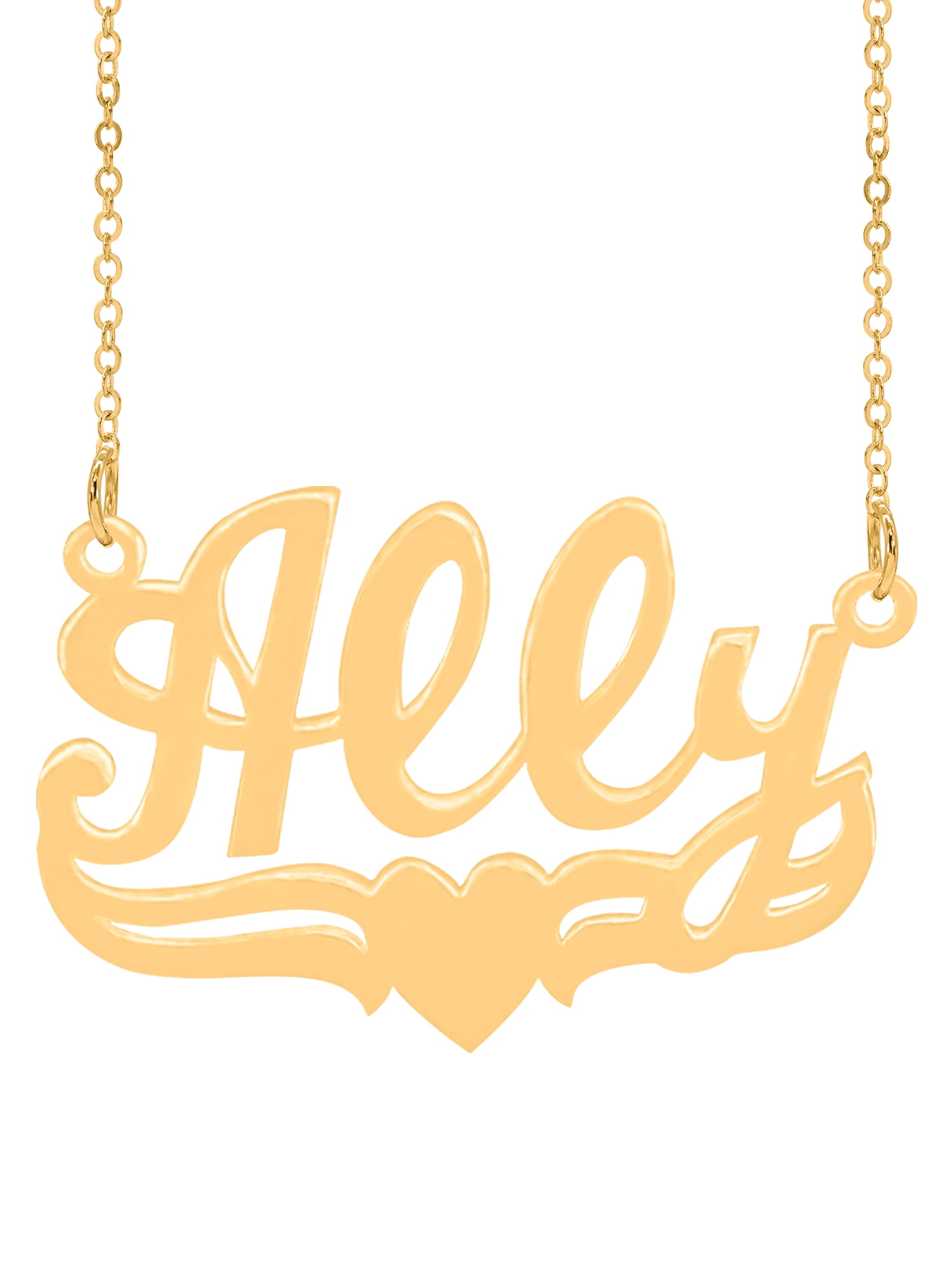 Personalized Name Necklace With Tail and Heart