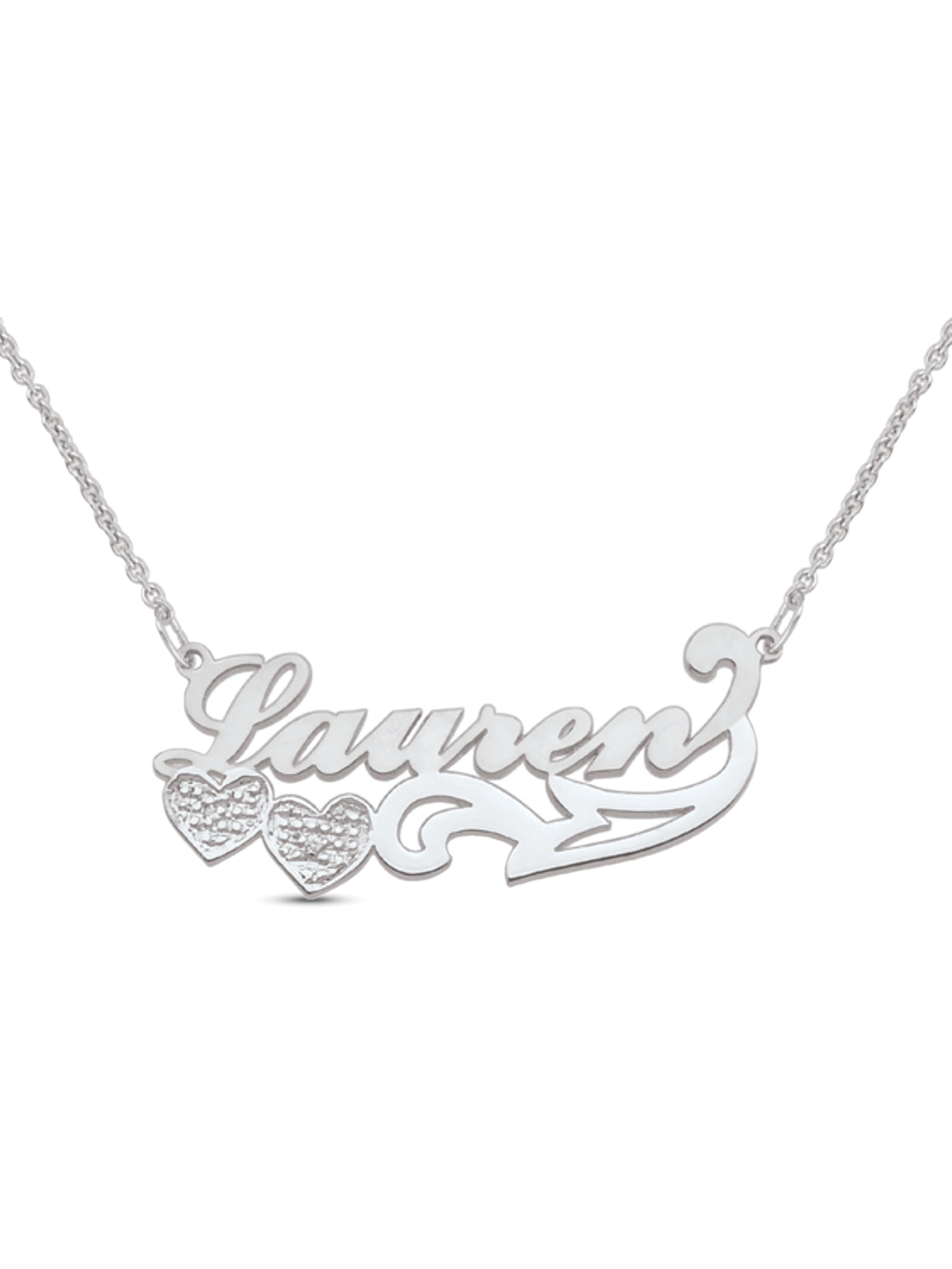 Personalized Name Necklace in Sterling Silver with Diamond Accents by Jewlster