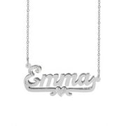 JAY AIMEE DESIGNS Personalized Name Necklace with Beading and Rhodium on First Initial and Heart