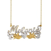 Personalized Name Necklace with Beading and Rhodium on Name, Heart and Tail