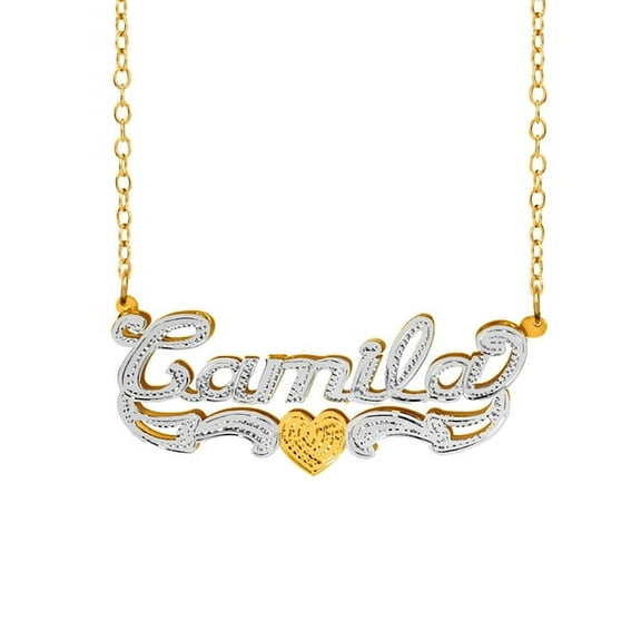 Personalized Name Necklace with Beading and Rhodium on Name and Tail