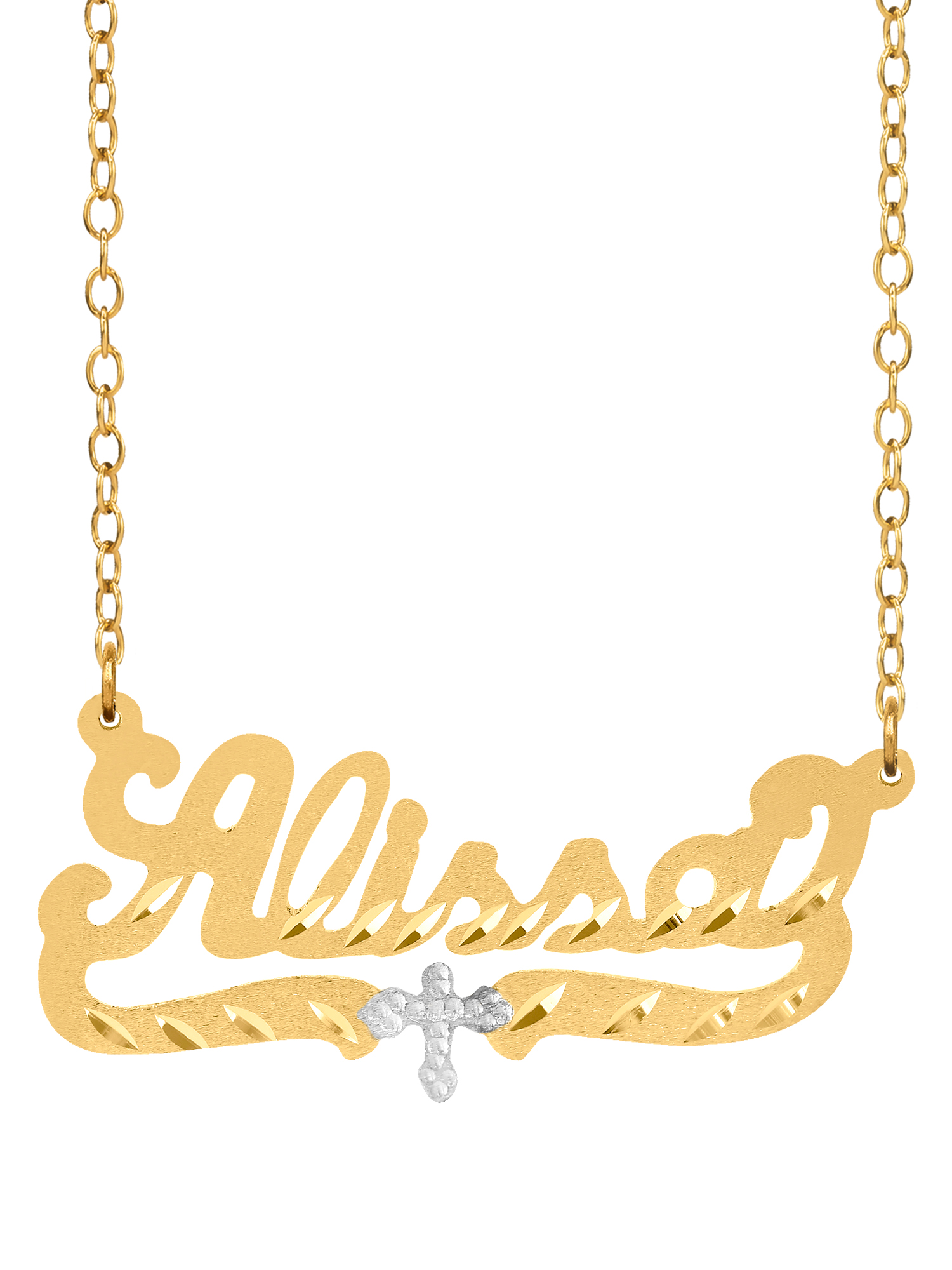 Personalized Name Necklace with Beading and Rhodium