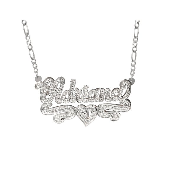 Personalized Name Necklace with Beading and Rhodium