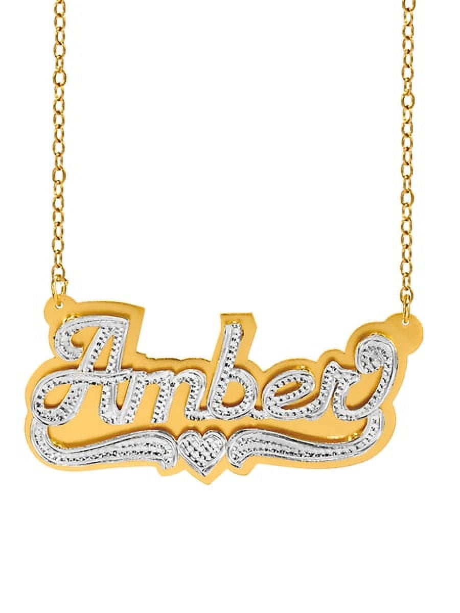 Personalized Name Necklace with Beading and Rhodium