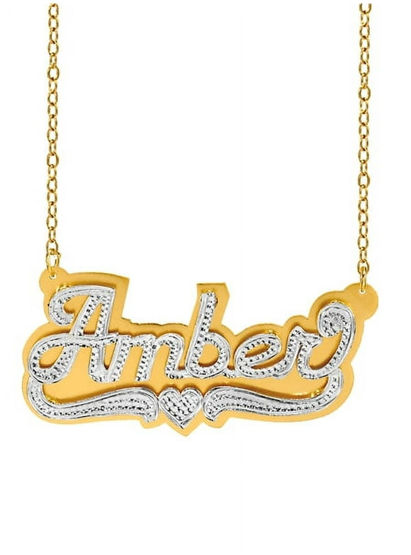 Personalized Name Necklace with Beading and Rhodium