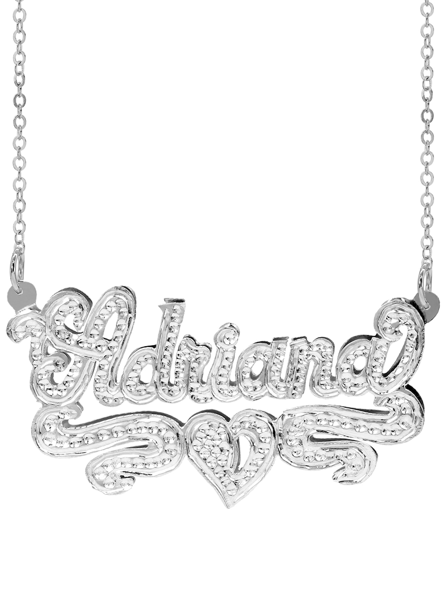 Personalized Name Necklace with Beading and Rhodium