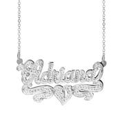 Personalized Name Necklace with Beading and Rhodium