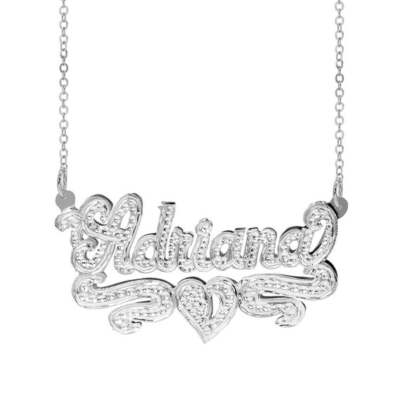Personalized Name Necklace with Beading and Rhodium