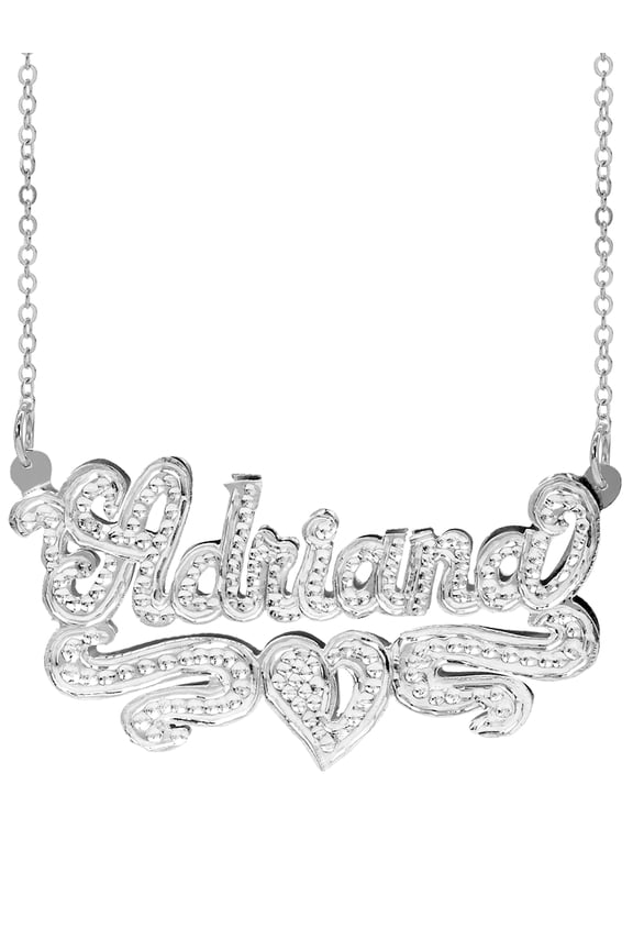 Personalized Name Necklace with Beading and Rhodium