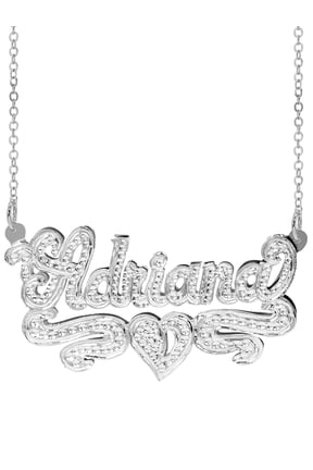 Personalized Name Necklace with Beading and Rhodium