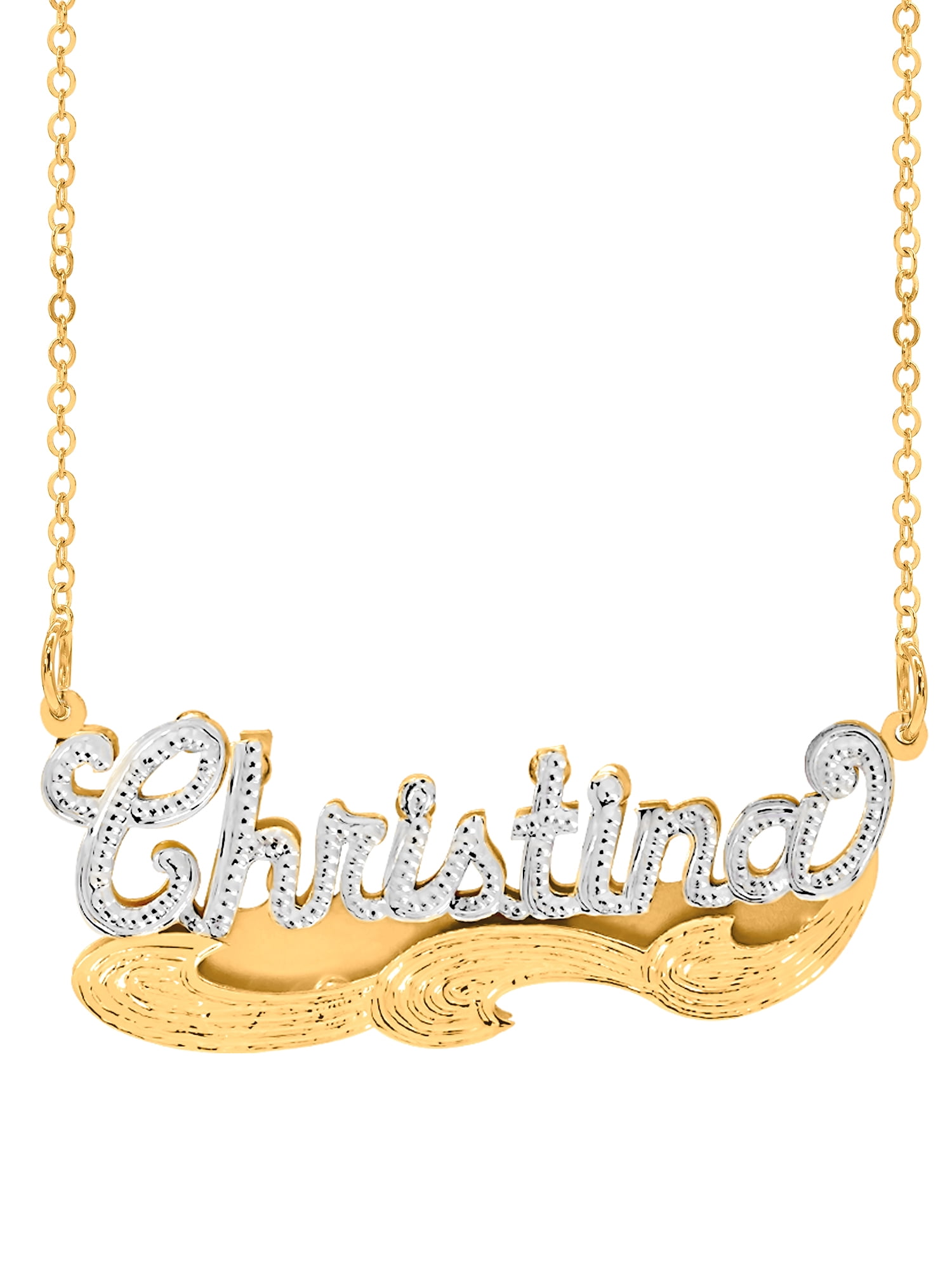 Personalized Name Necklace with Beading and Rhodium