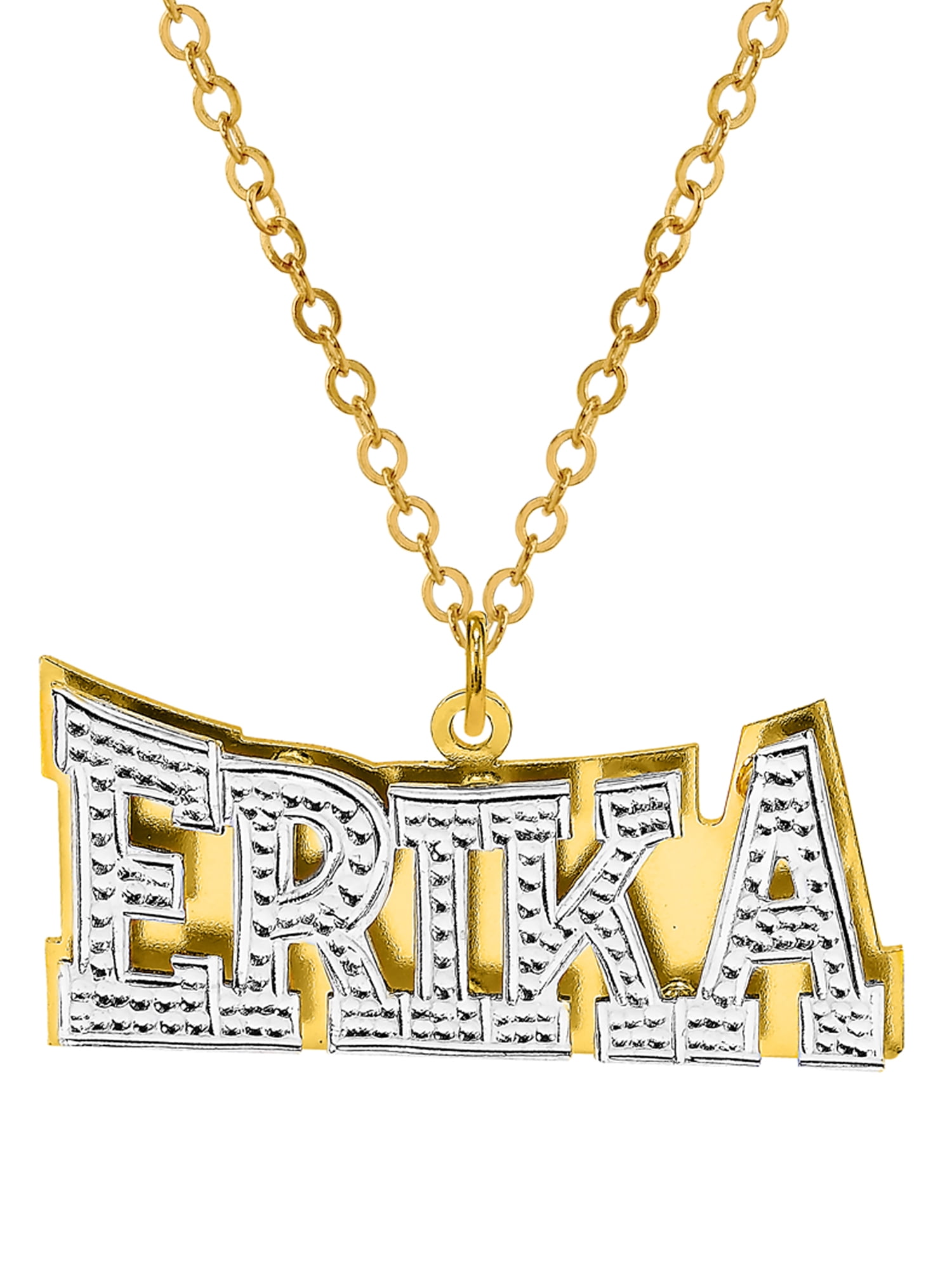 Personalized Name Necklace with Beading and Rhodium