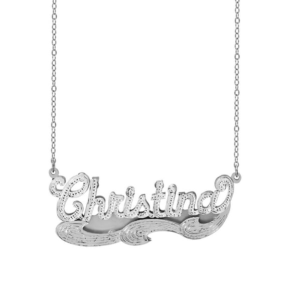 Personalized Name Necklace with Beading and Rhodium