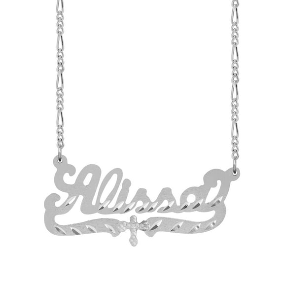 Personalized Name Necklace with Beading and Rhodium