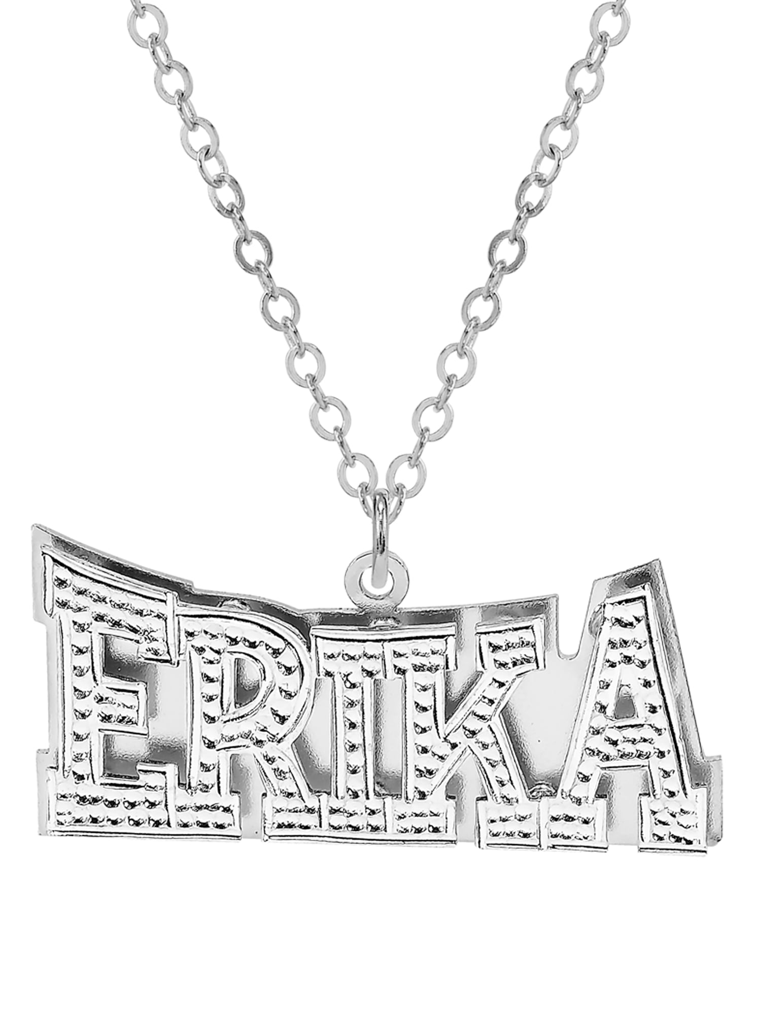 Personalized Name Necklace with Beading and Rhodium
