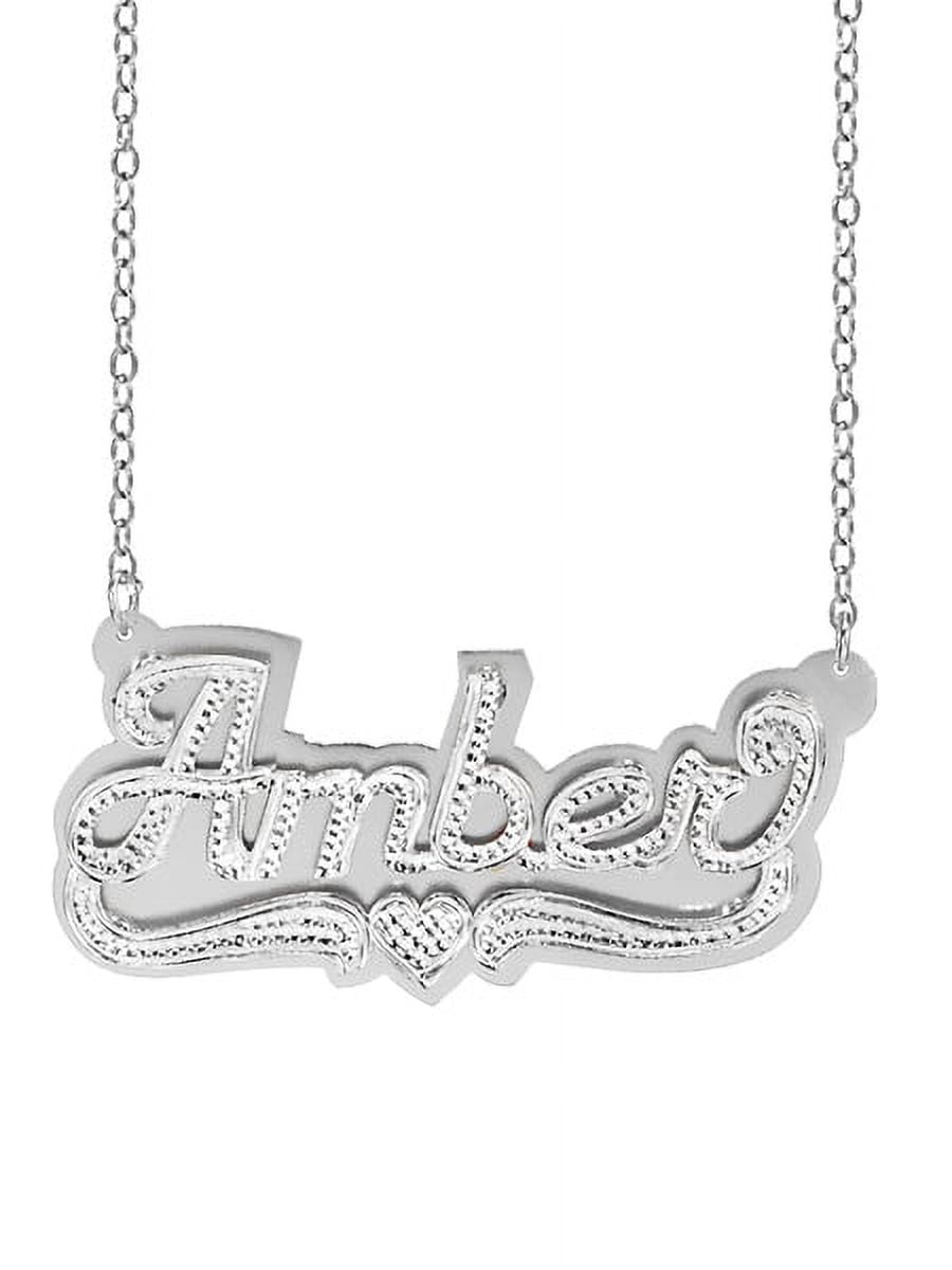 Personalized Name Necklace with Beading and Rhodium