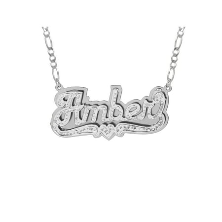 Personalized Name Necklace with Beading and Rhodium