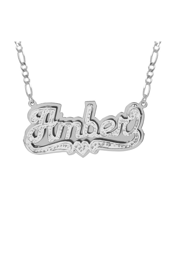 Personalized Name Necklace with Beading and Rhodium