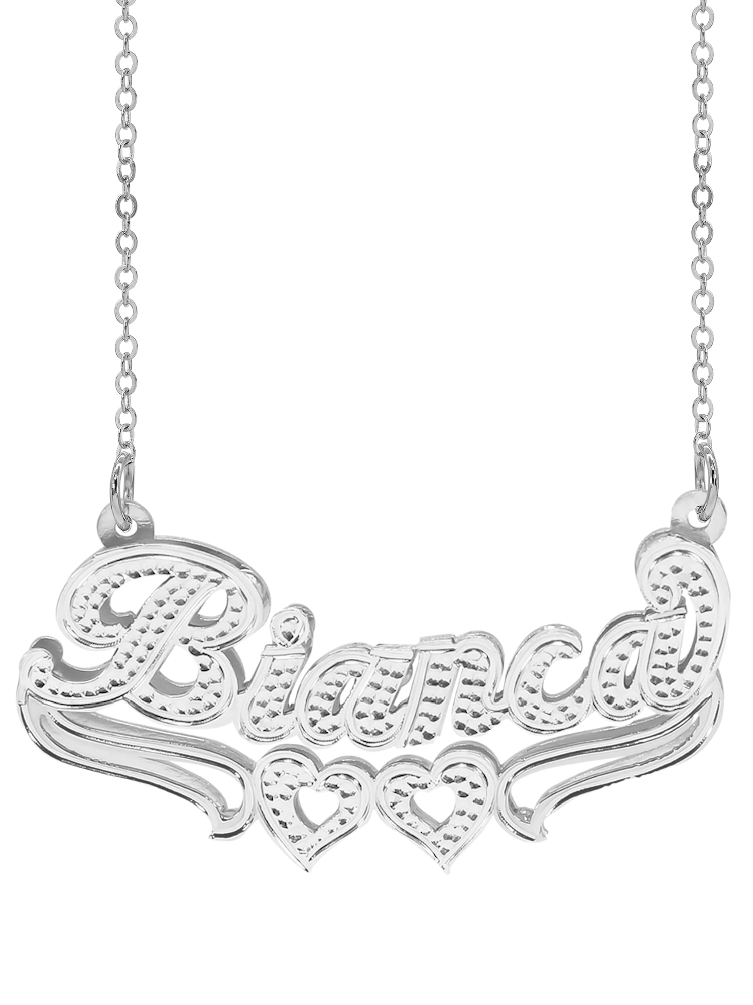 Personalized Name Necklace with Hearts and Tail