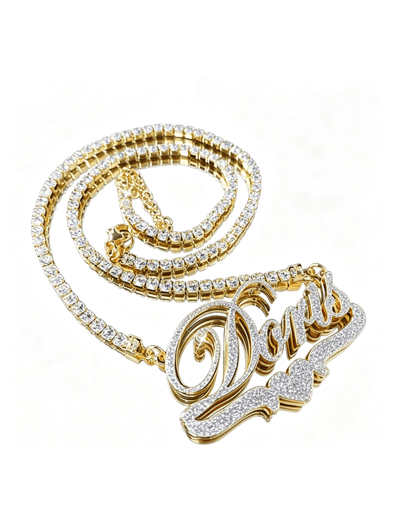 Personalized Name Necklaces, Gold Plated, Embellished Pendants