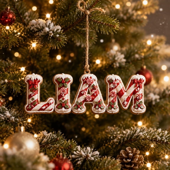 Personalized Name Ornament Candy Cane Christmas Tree Decor