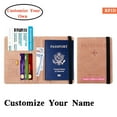 thumbnail image 1 of Personalized Name Passport Holder Cover Wallet RFID Blocking Leather Card Case Customized Initials Text Passport Book Travel Essentials Vacation Luggage for Men Women, Gift for Mother's Day,Pink, 1 of 6