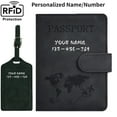 thumbnail image 1 of Personalized Name Passport Holder Cover Wallet RFID Blocking Leather Card Case Customized Initials Text Passport Book Travel Essentials Vacation Luggage Must Haves for Men Women, Black, 1 of 8