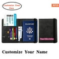 thumbnail image 1 of Personalized Name Passport Holder Cover Wallet RFID Blocking Leather Card Case Customized Initials Text Passport Book Travel Essentials Vacation Luggage for Men Women, Gift for Mother's Day,Black, 1 of 6
