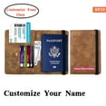 thumbnail image 1 of Personalized Name Passport Holder Cover Wallet RFID Blocking Leather Card Case Customized Initials Text Passport Book Travel Essentials Vacation Luggage for Men Women, Gift for Mother's Day,Brown, 1 of 6