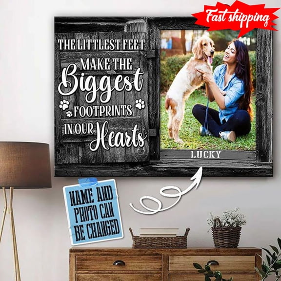 Personalized Name & Photo Barn Window Frame The Littlest Feet Make The Biggest Footprints In Our Hearts 11 x 17 Inch Poster
