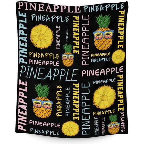 Personalized Name Pineapple Blanket for Pineapple Lovers - 40x50 Inches Crib Size - Soft Warm Fuzzy Blanket Gift - White Trendy Throw Blanket for Bed, Couch, Sofa