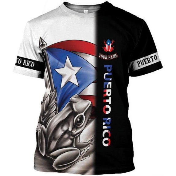 Personalized Name Puerto Rico 3D Hoodies, Puerto Rico Sweatshirt, Zip Hoodie for Men Women, Puerto Rico Flag Shirt (T-shirt, M)