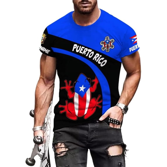 Personalized Name Puerto Rico 3D Shirt, Puerto Rico Flag T-Shirt for Men & Women (T-shirt, S)