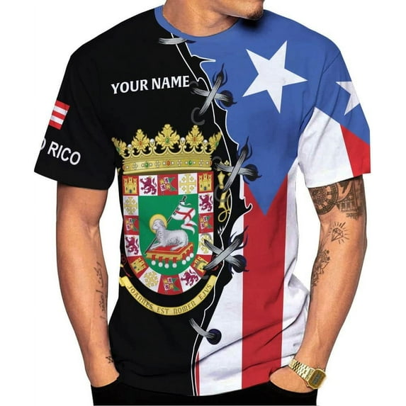 Personalized Name Puerto Rico T-Shirt 3D, Puerto Rico Shirt for Men Women, Puerto Rico Flag T Shirt All Over Printing S-5XL (T-shirt, 2XL)