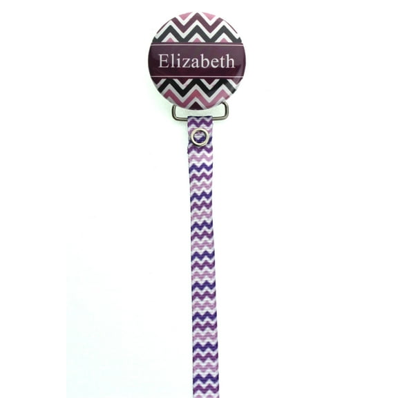 Personalized Name Purple Chevron Pacifier Clip