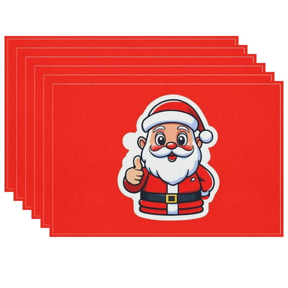 Christmas Placemats Stylish Santa Claus Cartoon Style Fade-Resistant Doormat Outdoor Entrance Cute Clip Art Front Door Entrance Mat 6PCS 17.7x13 Inches