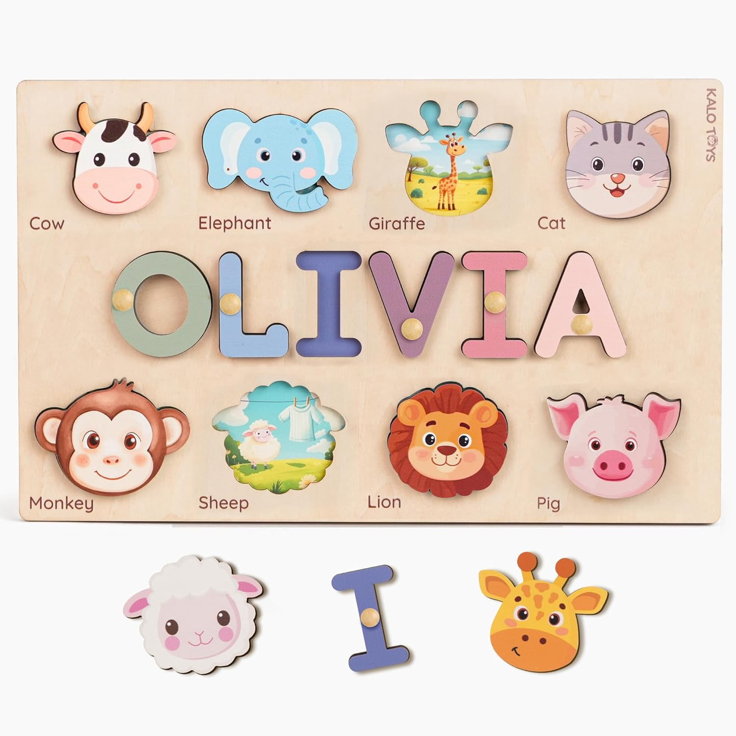 Personalized Name Puzzle for Toddlers 1-3 - Custom Wooden Baby Gift ...